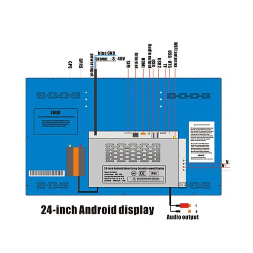 Luxury bus TV 24-inch 4K Android Car Roof Tv Bluetooth Monitor for Bus Car Tv Mount Roof